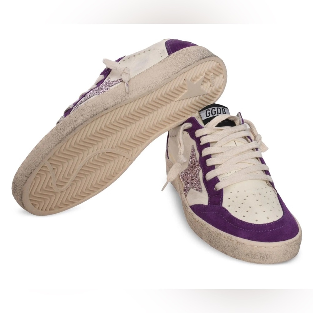 Golden Goose Ball Star Sneakers White, purple glitter NIB - Picture 7 of 8